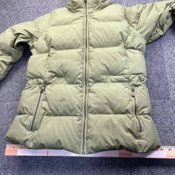 Vtg Old Navy Down Puffer Jacket Womens Small Green Packable Hood Fleece Lined - Picture 16 of 16